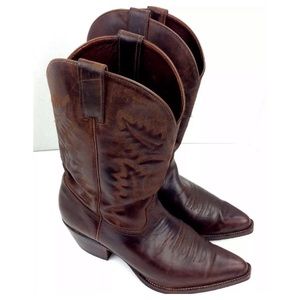 Vintage Handmade Cowboy Boots Brown Leather size 8